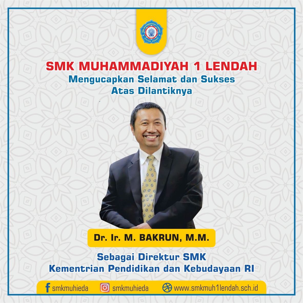 Selamat dan Sukses atas dilantiknya Dr. Ir. M. Bakrun, M.M.