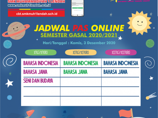 Jadwal PAS Semester Gasal 3/12/2020