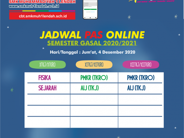 Jadwal PAS Semester Gasal 4/12/2020