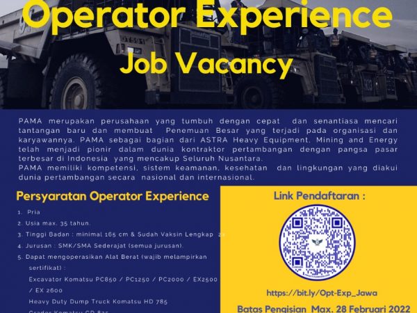 PT. PAMA Persada (Operator Experience)